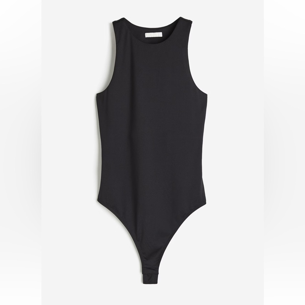 H&M Jersey Thong Bodysuit in black